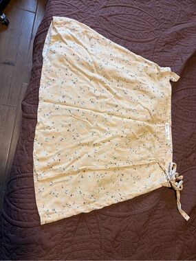 Light Yellow Wrap Floral Mini Skirt